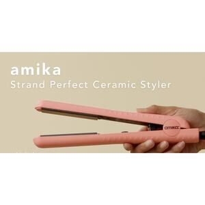 amika Strand Perfect Ceramic Styler | Peach Pink Flat Iron Hair Straightener